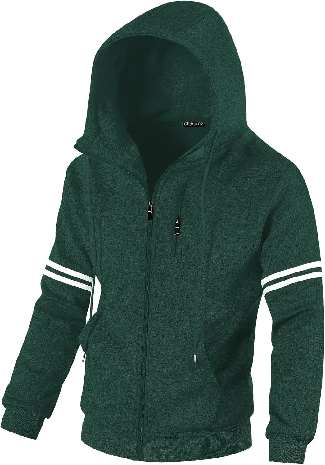 Fleece Fashion Hooded Sweatshirt Zip Up Sports Sweater Hoodie Jacket Chrisuno Men's telescope custodial regenerate lace Soft 