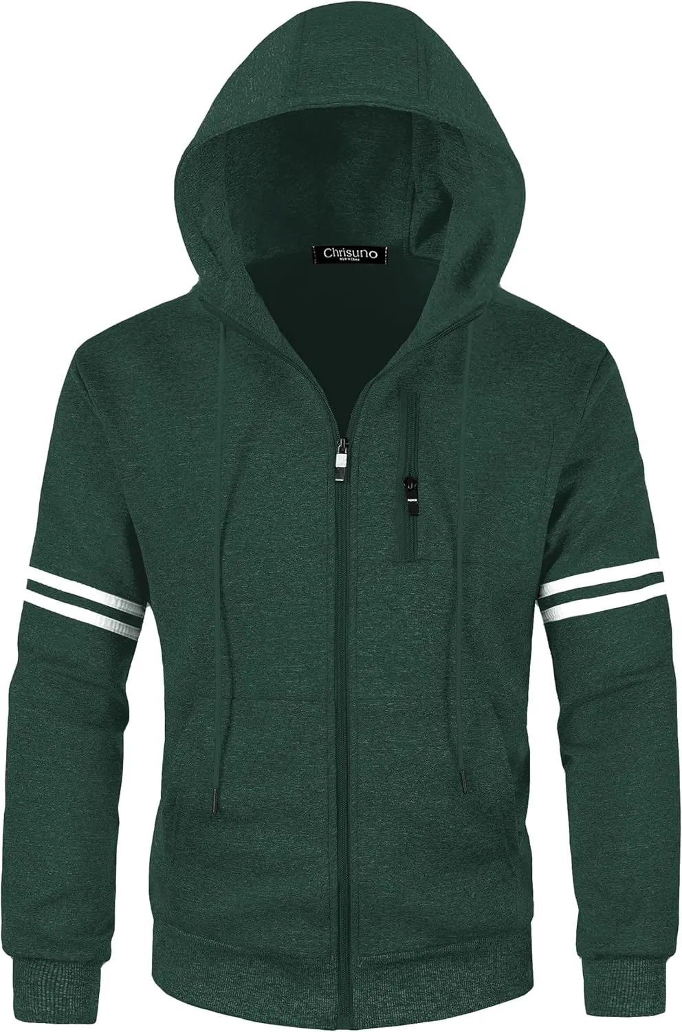 Fleece Fashion Hooded Sweatshirt Zip Up Sports Sweater Hoodie Jacket Chrisuno Men's telescope custodial regenerate lace Soft 