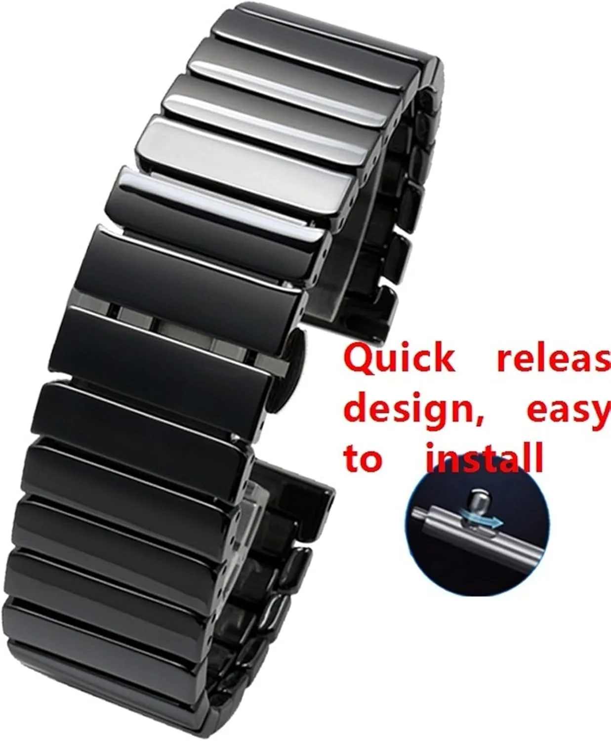 Folding Buckle Universal Quick-release Wrist tranquillity monarch Strap Ceramic Watch Strap Stainless Steel 