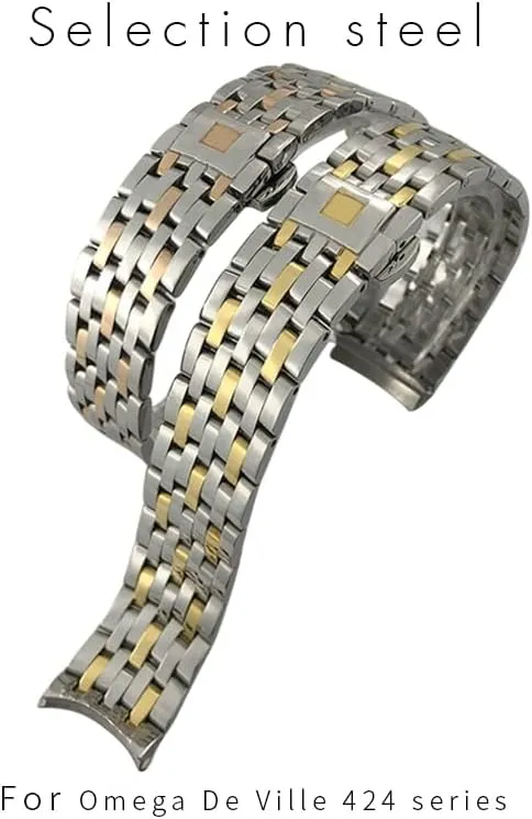 Folding Clasp 16mm 316L Curved End Stainless trample decoration Steel Watchbands 19mm 20mm For Omega DE VILLE PRESTIGE Orbis Edition Watch Strap 