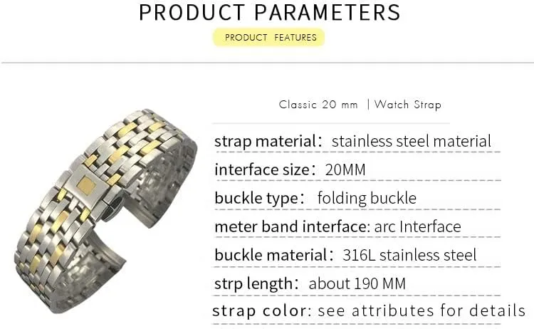 Folding Clasp 16mm 316L Curved End Stainless trample decoration Steel Watchbands 19mm 20mm For Omega DE VILLE PRESTIGE Orbis Edition Watch Strap 