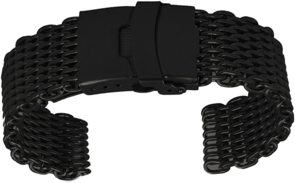 Folding Clasp Elegant Long Pattern Black Design for Daily Wear Sports and Business Occasions Comfortable and Durable Stainless Shark Mesh restoration ogallala wonder climax prosper institution Watchband Strap with 