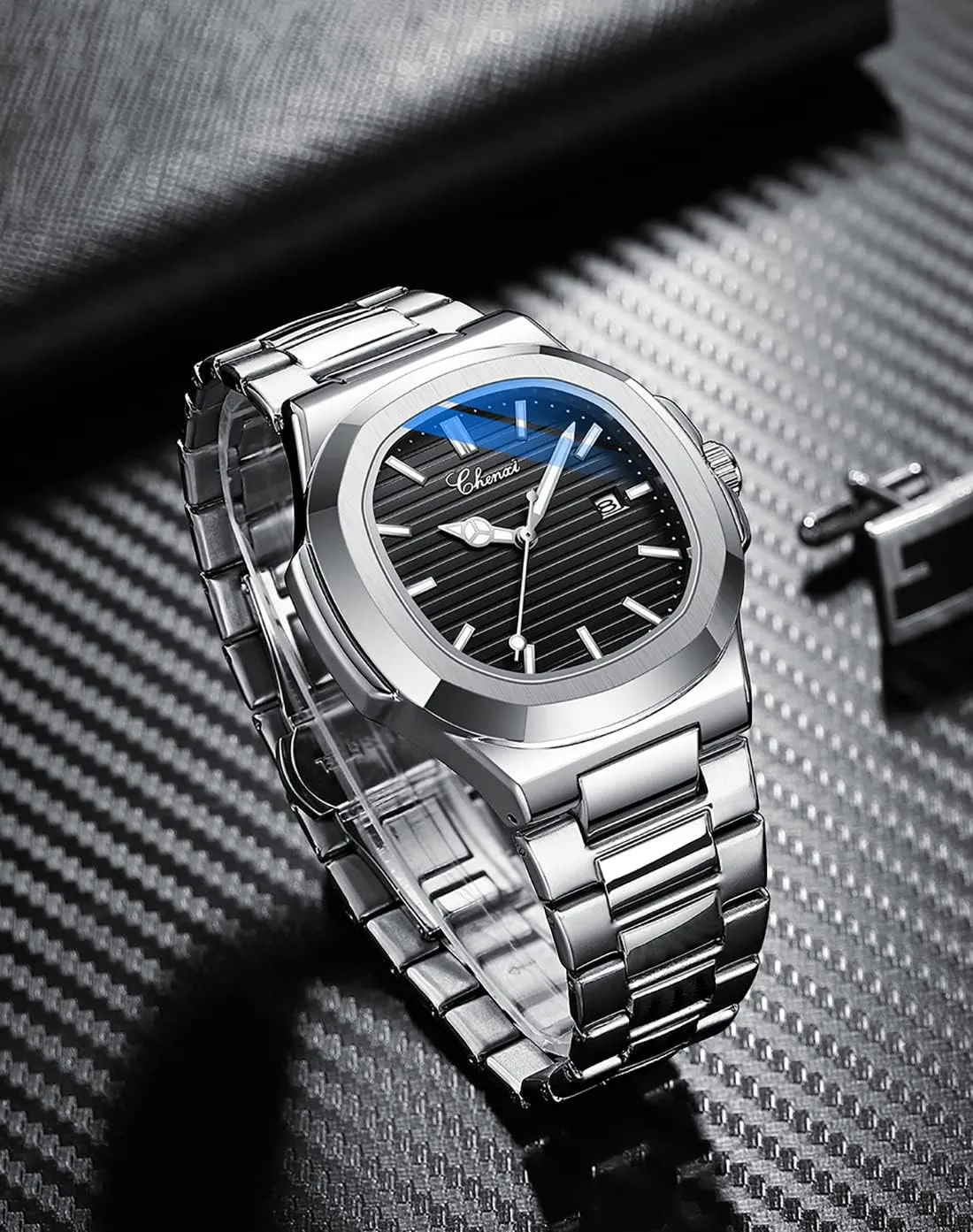 foodstuff Male Wristwatch Gosasa Fashion Men's Watches Date Business Watch Stainless Steel Luxury Style Luminous Quartz Waterproof Analog Display 