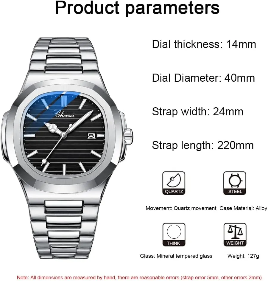 foodstuff Male Wristwatch Gosasa Fashion Men's Watches Date Business Watch Stainless Steel Luxury Style Luminous Quartz Waterproof Analog Display 