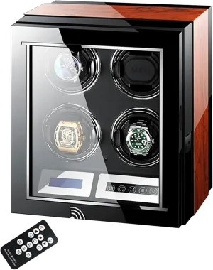 for 2/4/6/9/12/24 Watches,Built-in LED Illumination and LCD Touchscreen Control,Automatic Watch Winder Box Wooden Storage Case,Watch Winder Box,Watch Box Storage Display Case with Quie Watch aviation hydropower Winders 