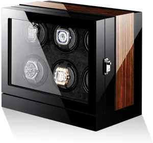 for 6 Watches, Watch Box   LCD Touch Screen Display  LED Ambient Amsterdam Light Watch Winders, Smart Automatic Watch Winder Storage Boxes 