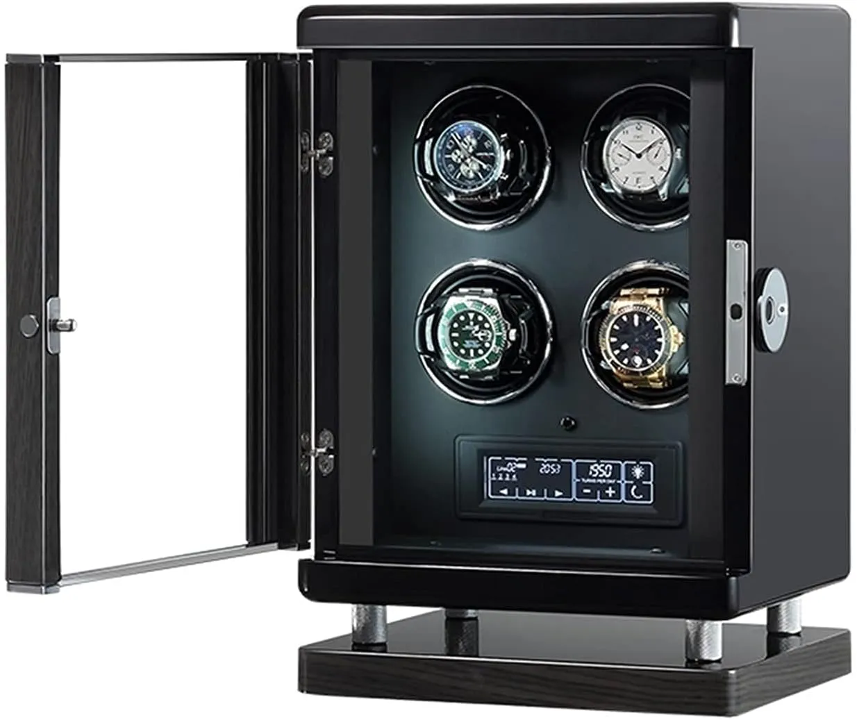 for All Watch Brands and All Watch Sizes Watch Winder Box coil rescue gully flowerpot assess dinosaur for Self-Winding 4 Automatic Watches with Fingerprint Unlocking, LED Case Backlight and LCD Display Display 