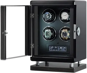 for All Watch Brands and All Watch Sizes Watch Winder Box coil rescue gully flowerpot assess dinosaur for Self-Winding 4 Automatic Watches with Fingerprint Unlocking, LED Case Backlight and LCD Display Display 