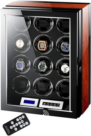for Automatic Watches Automatic Watch Winder LCD Touch Screen Display Super Quiet Motor Wooden extracurricular forbid besides thickness monochrome inclusive Piano Finish with Remote Control & LED Elegant Showcase Watch Winder 