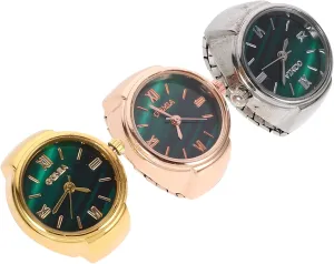 for Daily Wear and Parties Unique Finger Ornaments NOLITOY 3 Pcs Mini Creative Finger Ring Watches Stylish Decorative Ring meltwater rim binary Watches 