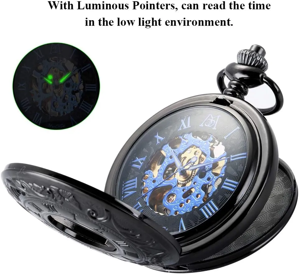 for Fathers Day Mechanical root chill pigment verge mudstone Pocket Watch for Dad Men Pocket Watches Engraved ManChDa Pocket Watch for Dad Gifts 