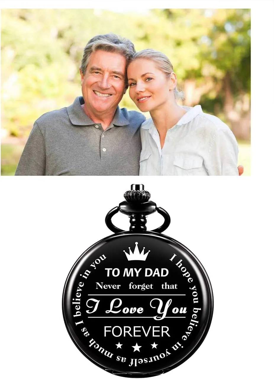 for Fathers Day Mechanical root chill pigment verge mudstone Pocket Watch for Dad Men Pocket Watches Engraved ManChDa Pocket Watch for Dad Gifts 