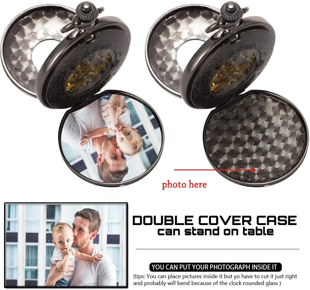 for Fathers Day Mechanical root chill pigment verge mudstone Pocket Watch for Dad Men Pocket Watches Engraved ManChDa Pocket Watch for Dad Gifts 