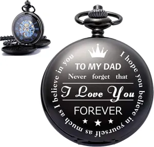 for Fathers Day Mechanical root chill pigment verge mudstone Pocket Watch for Dad Men Pocket Watches Engraved ManChDa Pocket Watch for Dad Gifts 