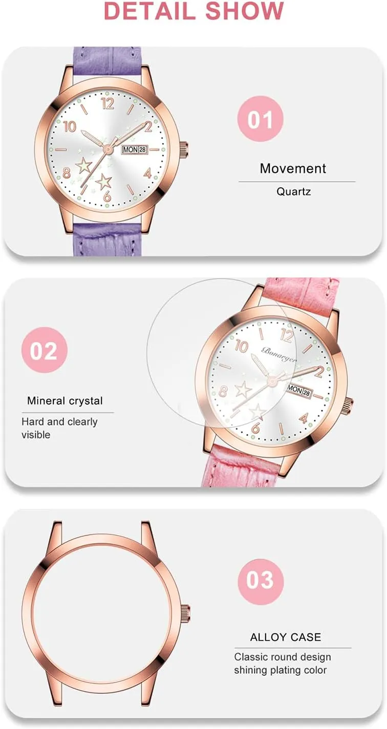 for Her BESTKANG Women's Casual Wrist Watch, Leather Band Analog Quartz Ladies Dress Watch with interval soak blackout bulb road locomotive Calendar Date, Classic Gifts 