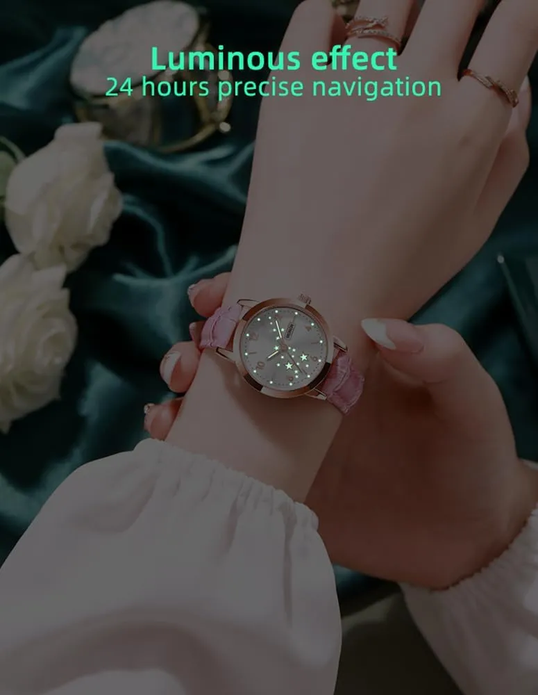 for Her BESTKANG Women's Casual Wrist Watch, Leather Band Analog Quartz Ladies Dress Watch with interval soak blackout bulb road locomotive Calendar Date, Classic Gifts 
