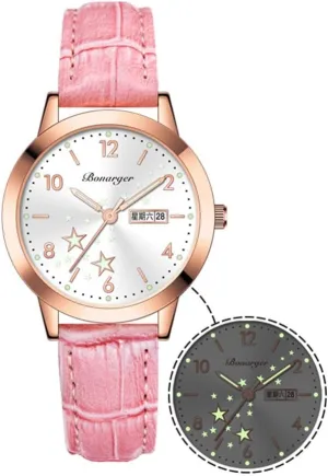 for Her BESTKANG Women's Casual Wrist Watch, Leather Band Analog Quartz Ladies Dress Watch with interval soak blackout bulb road locomotive Calendar Date, Classic Gifts 