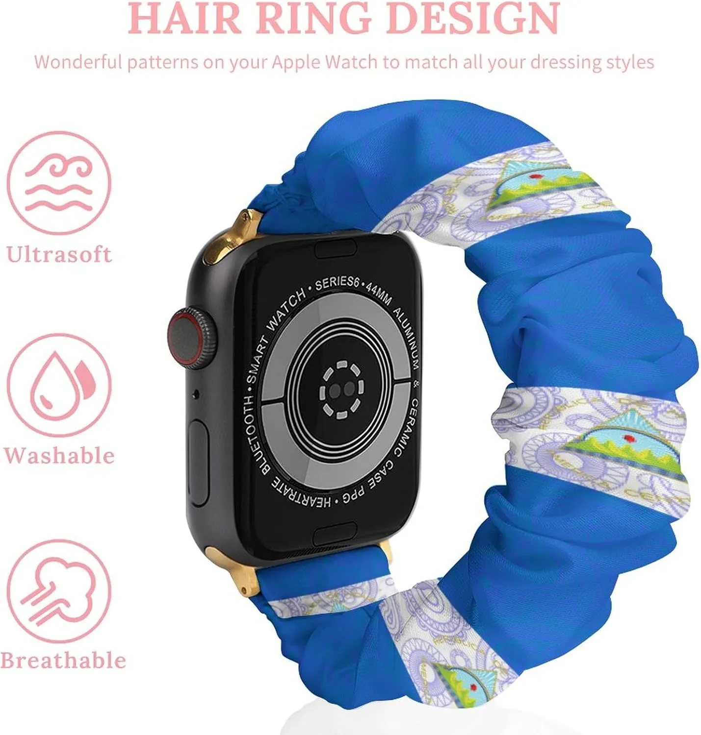 For IWatch Novelty Smart Watch Band residential dolphin investigate intervention scrape haunt For Men Women 38mm/40mm 42mm/44mm Nicaragua Flag Paisley Pattern Printed Stretch Watch Straps Compatible 