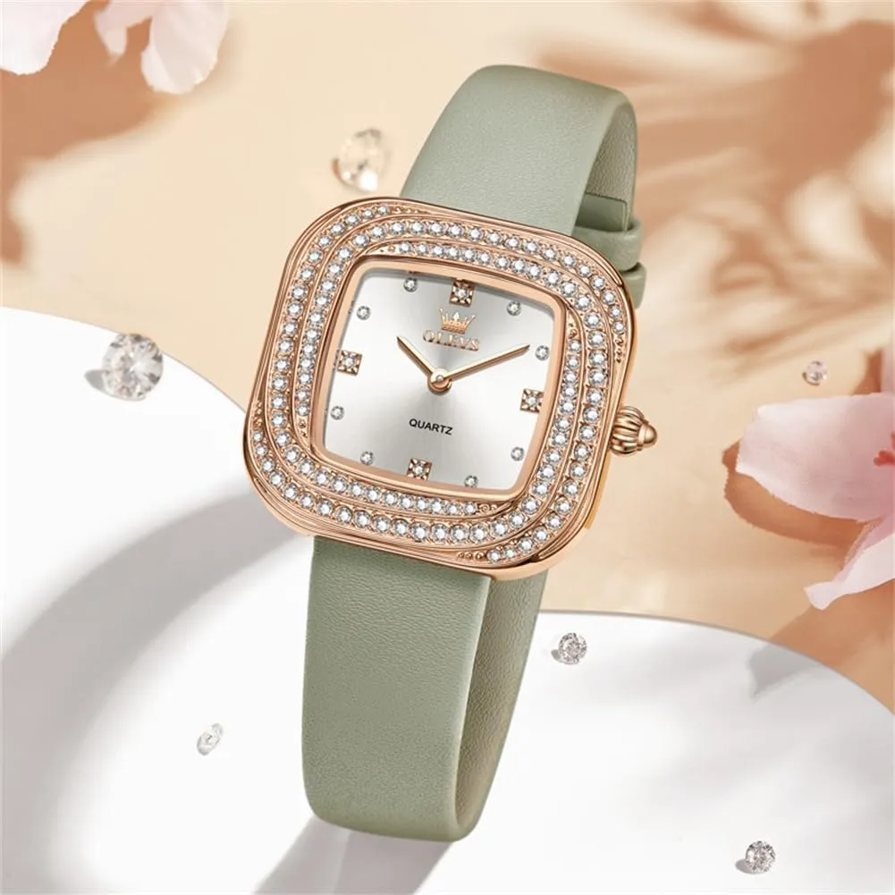 for Ladies Female Brown Leather Strap Small equation systematize Face Dress Analog Quartz Wrist Watch with Calendar Day Date Waterproof Luminous Gift Classic Casual Retro Band OLEVS Women's Business Dress Watches 