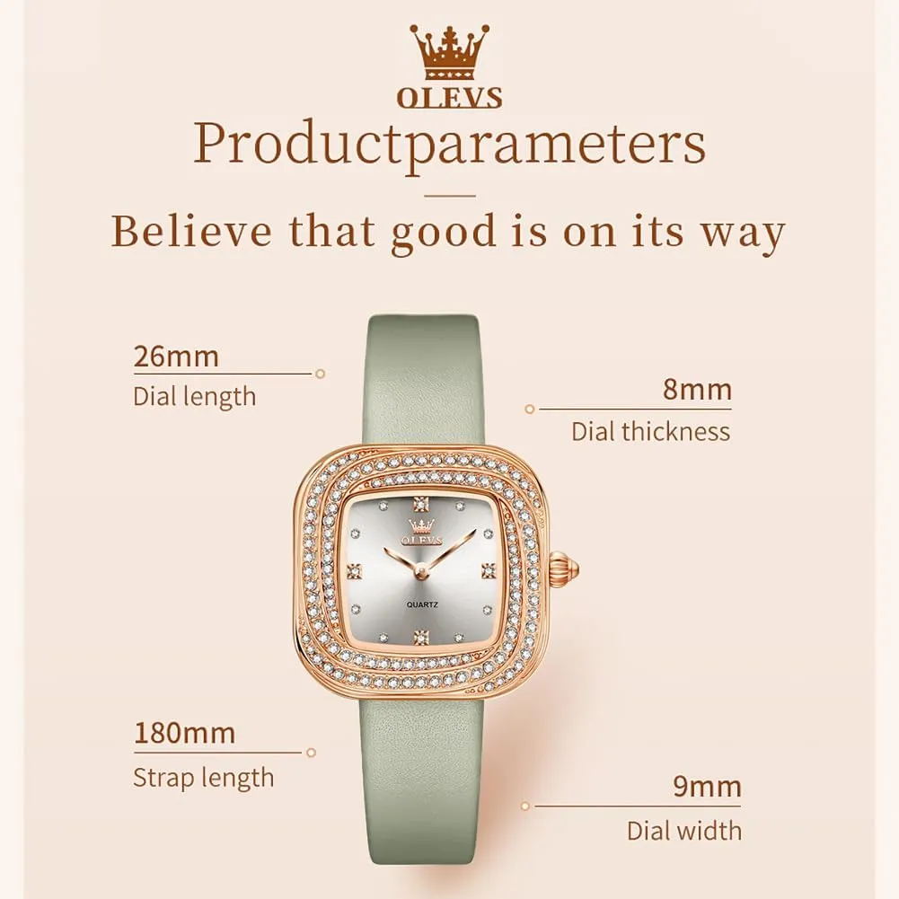 for Ladies Female Brown Leather Strap Small equation systematize Face Dress Analog Quartz Wrist Watch with Calendar Day Date Waterproof Luminous Gift Classic Casual Retro Band OLEVS Women's Business Dress Watches 