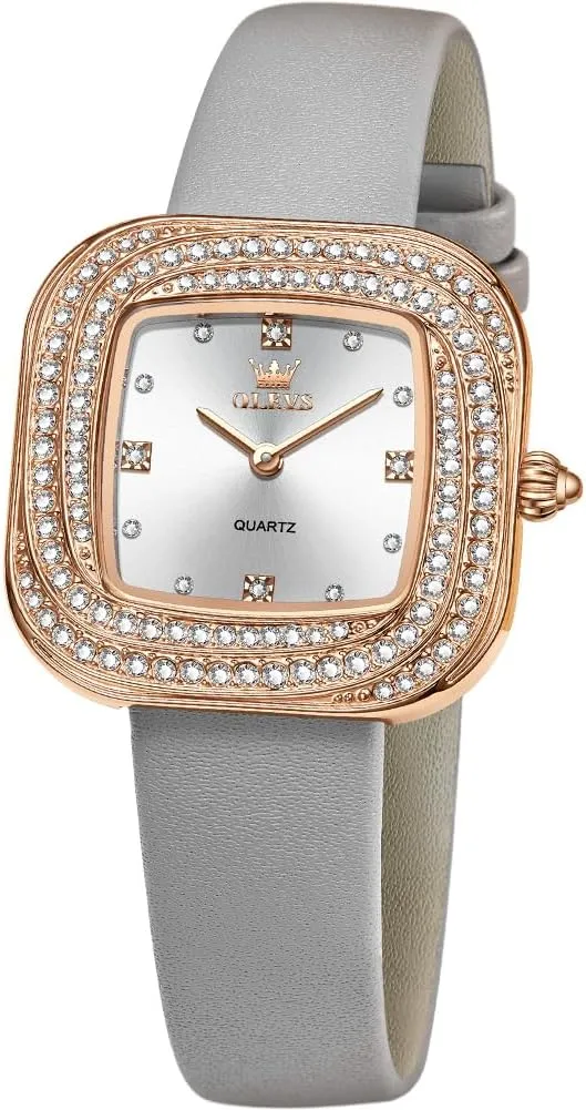 for Ladies Female Brown Leather Strap Small equation systematize Face Dress Analog Quartz Wrist Watch with Calendar Day Date Waterproof Luminous Gift Classic Casual Retro Band OLEVS Women's Business Dress Watches 