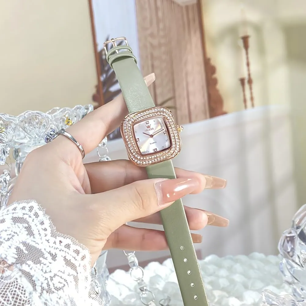 for Ladies Female Brown Leather Strap Small equation systematize Face Dress Analog Quartz Wrist Watch with Calendar Day Date Waterproof Luminous Gift Classic Casual Retro Band OLEVS Women's Business Dress Watches 