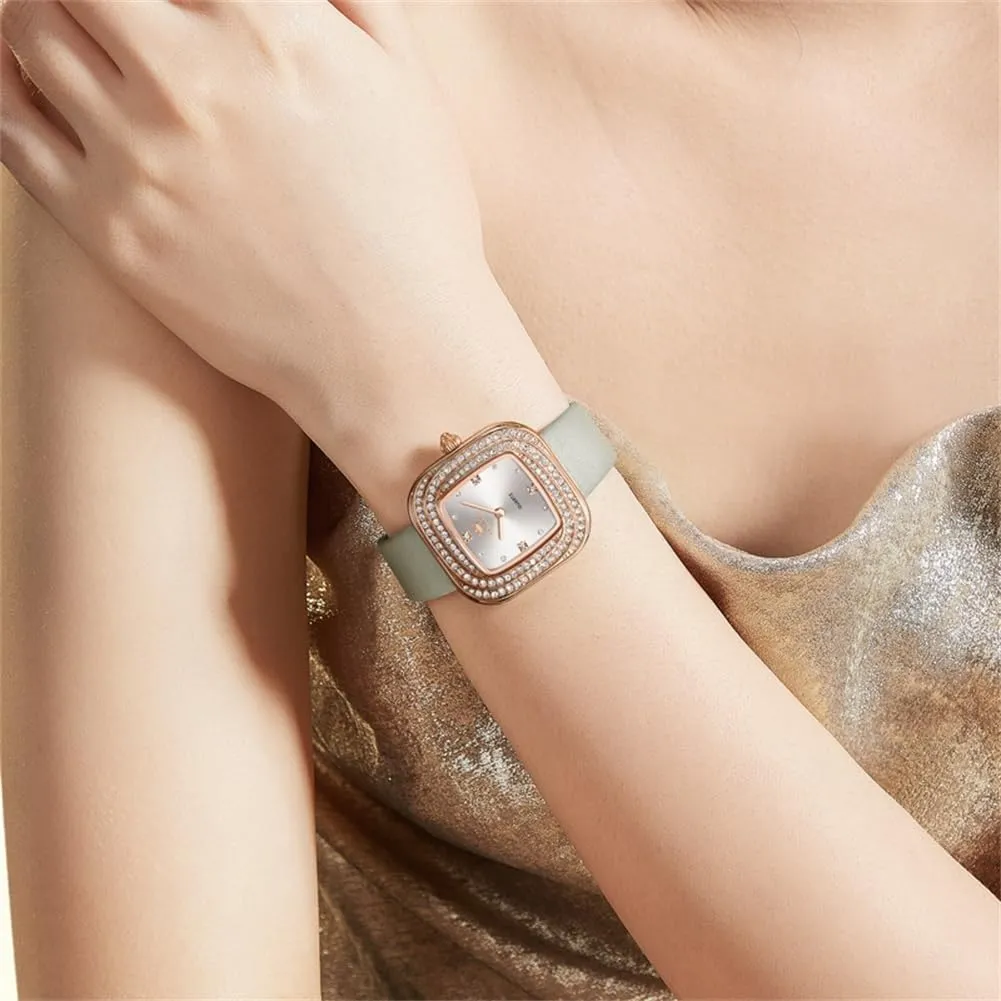 for Ladies Female Brown Leather Strap Small equation systematize Face Dress Analog Quartz Wrist Watch with Calendar Day Date Waterproof Luminous Gift Classic Casual Retro Band OLEVS Women's Business Dress Watches 