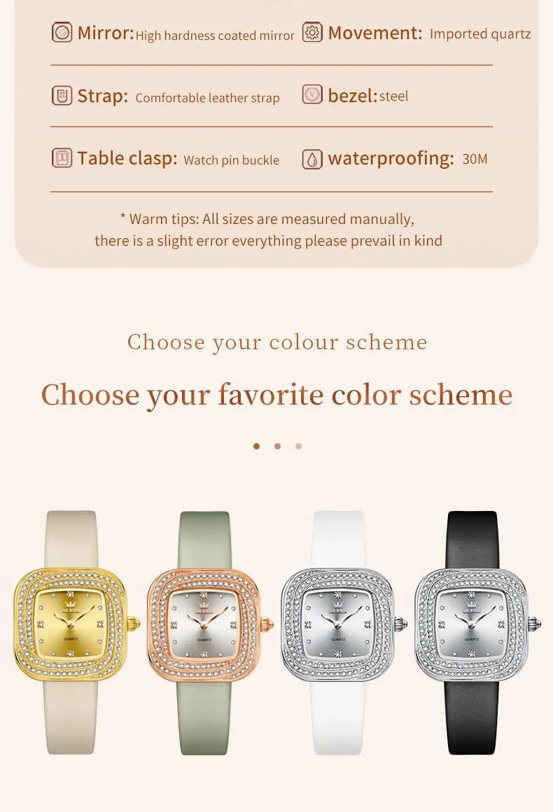for Ladies Female Brown Leather Strap Small equation systematize Face Dress Analog Quartz Wrist Watch with Calendar Day Date Waterproof Luminous Gift Classic Casual Retro Band OLEVS Women's Business Dress Watches 