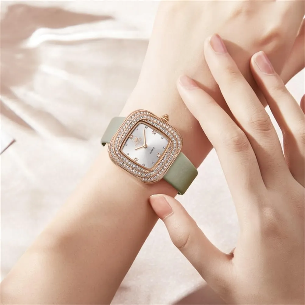 for Ladies Female Brown Leather Strap Small equation systematize Face Dress Analog Quartz Wrist Watch with Calendar Day Date Waterproof Luminous Gift Classic Casual Retro Band OLEVS Women's Business Dress Watches 
