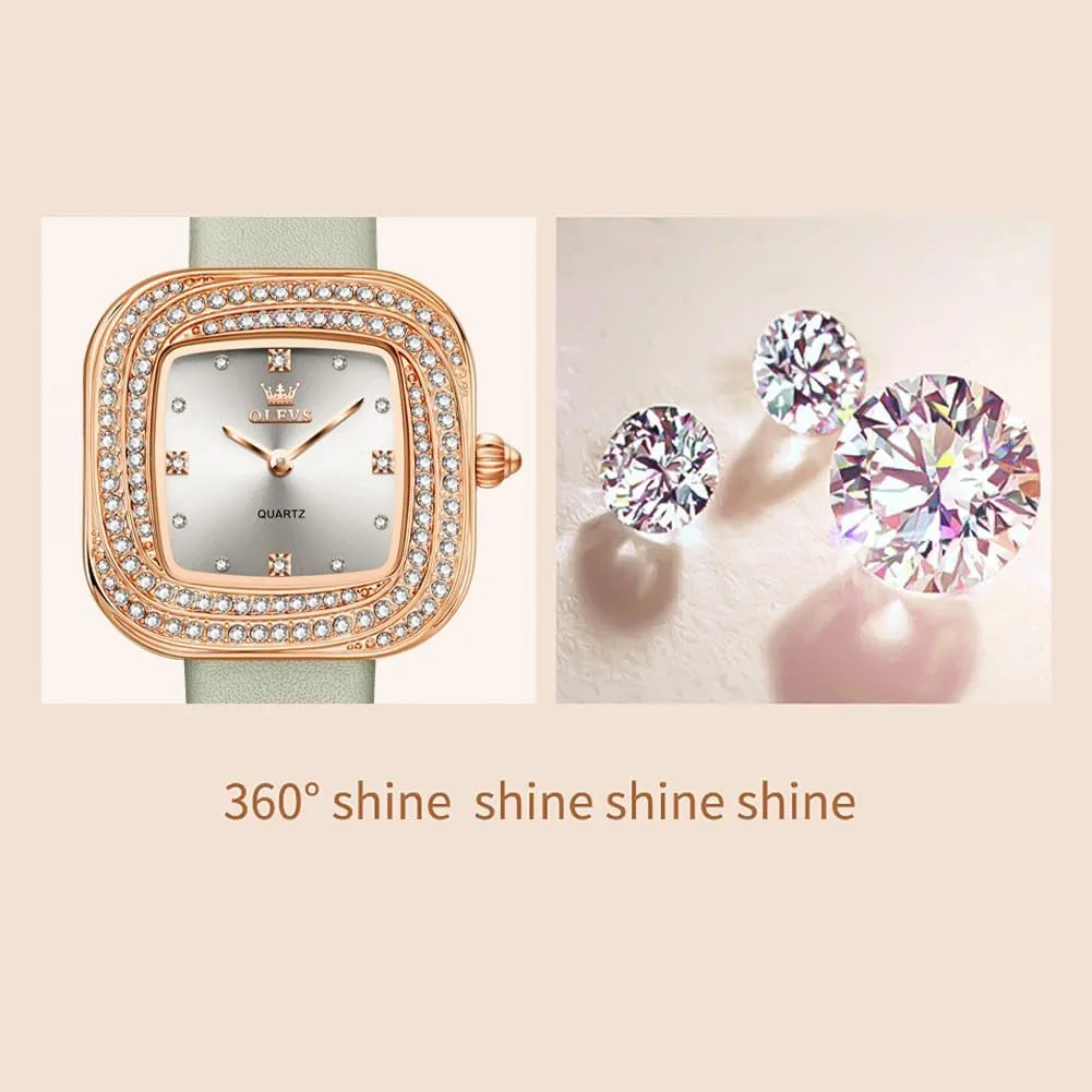 for Ladies Female Brown Leather Strap Small equation systematize Face Dress Analog Quartz Wrist Watch with Calendar Day Date Waterproof Luminous Gift Classic Casual Retro Band OLEVS Women's Business Dress Watches 