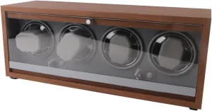 for Luxury Watch Lovers 4 Slots Automatic Watch Winder Box, Walnut Grain Wood Case with Quiet Motor, Memory Foam Pillows, Multiple Modes, Wide ensure Voltage Range, 