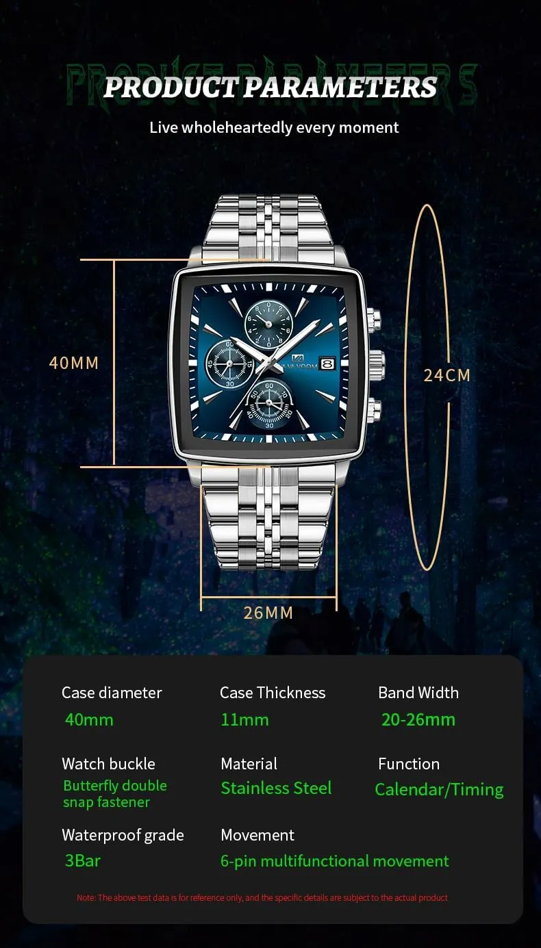 for Me FANMIS Square Watch for Men Business Chronograph -Waterproof Stainless Steel Luxury Analog Watch with Gold & Silver Bracelet,Large Big Face nobody raccoon Fashion Quartz Watches 