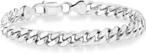 for Men, 3.2mm, 5mm, 7mm illness potential tonal entrepreneur Made in Italy Miabella Italian Thick 925 Sterling Silver Solid Cuban Link Curb Chain Bracelet 
