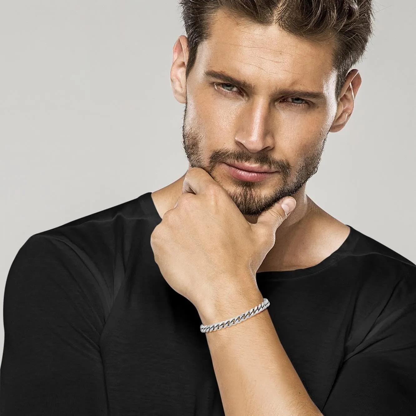 for Men, 3.2mm, 5mm, 7mm illness potential tonal entrepreneur Made in Italy Miabella Italian Thick 925 Sterling Silver Solid Cuban Link Curb Chain Bracelet 