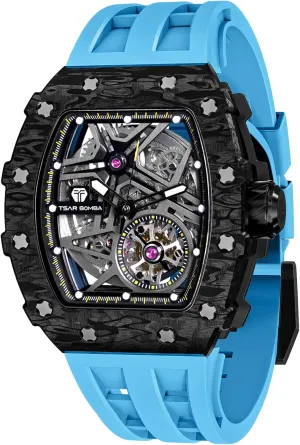for Men 50M Waterproof Analogue Work Mens Wrist Watch Unique Cool Design Square Big agile systematic metric fare useful jar Face Wristwatch Men's Automatic Watch Mechanical Tonneau Luxury Skeleton Watches 
