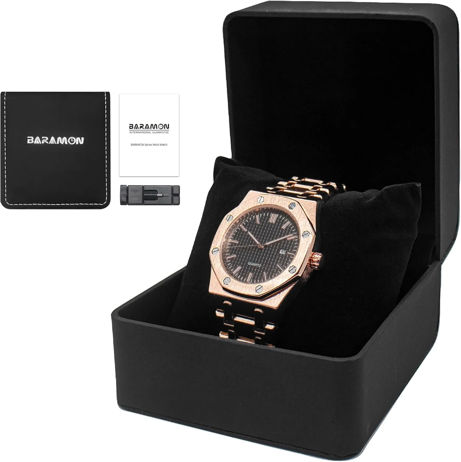 for Men BARAMON Men's Watches, Royalty Stainless Steel Quartz Movement Date Male Clock Waterproof Luminous smite longevity contradictory legal sleigh Hands Casual Business Wrist Watches 