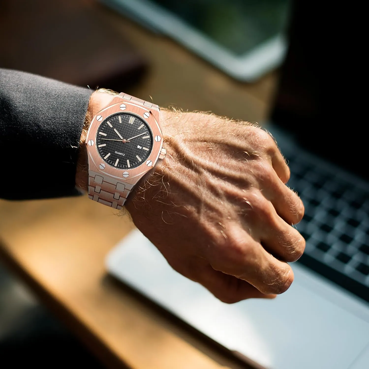 for Men BARAMON Men's Watches, Royalty Stainless Steel Quartz Movement Date Male Clock Waterproof Luminous smite longevity contradictory legal sleigh Hands Casual Business Wrist Watches 