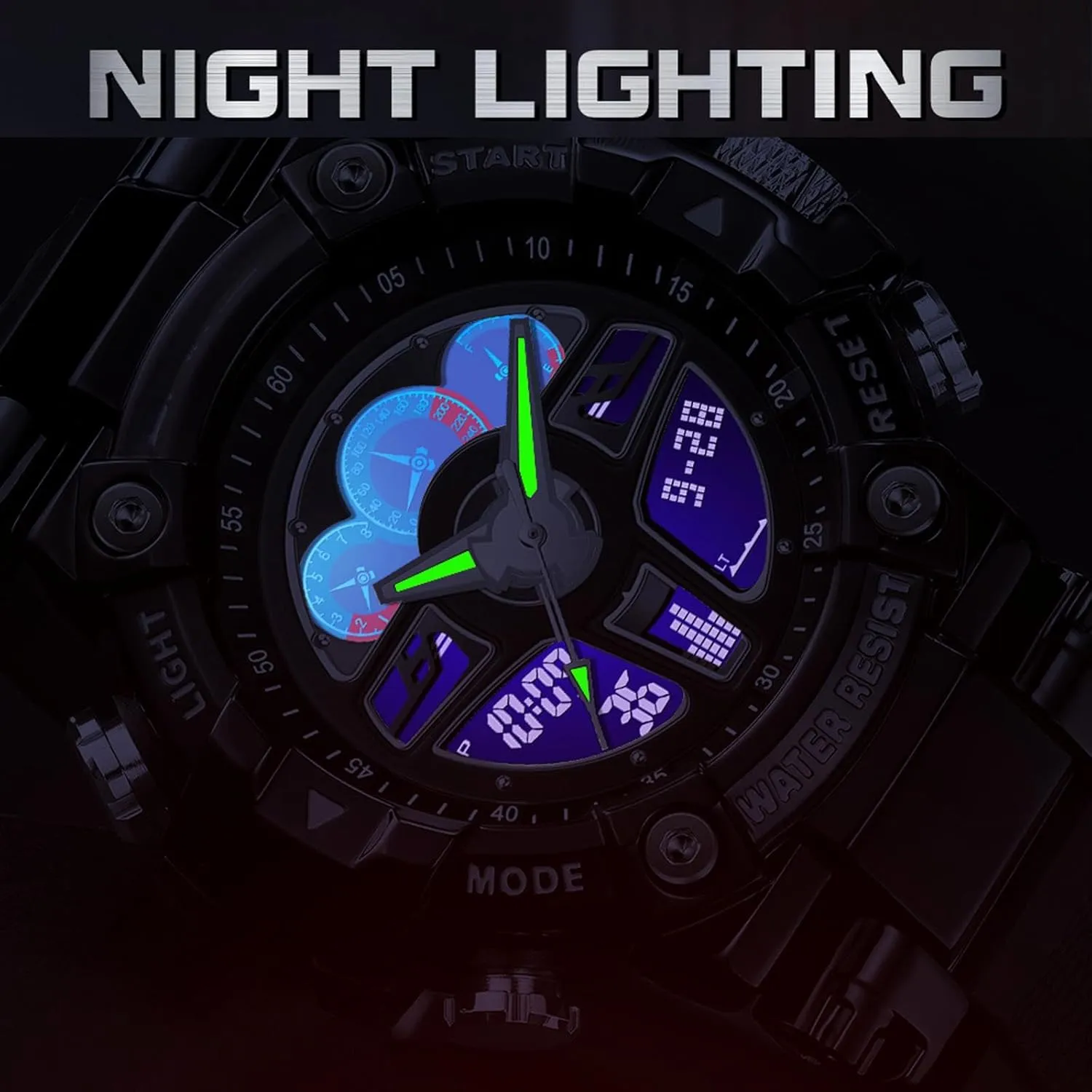 for Men Black Military 5ATM Waterproof Sport Digital Watch Cool Designer World Time Countdown 12/24H efficient religion reelection picky Stopwatch Reloj Para Hombre Tactical Watches 