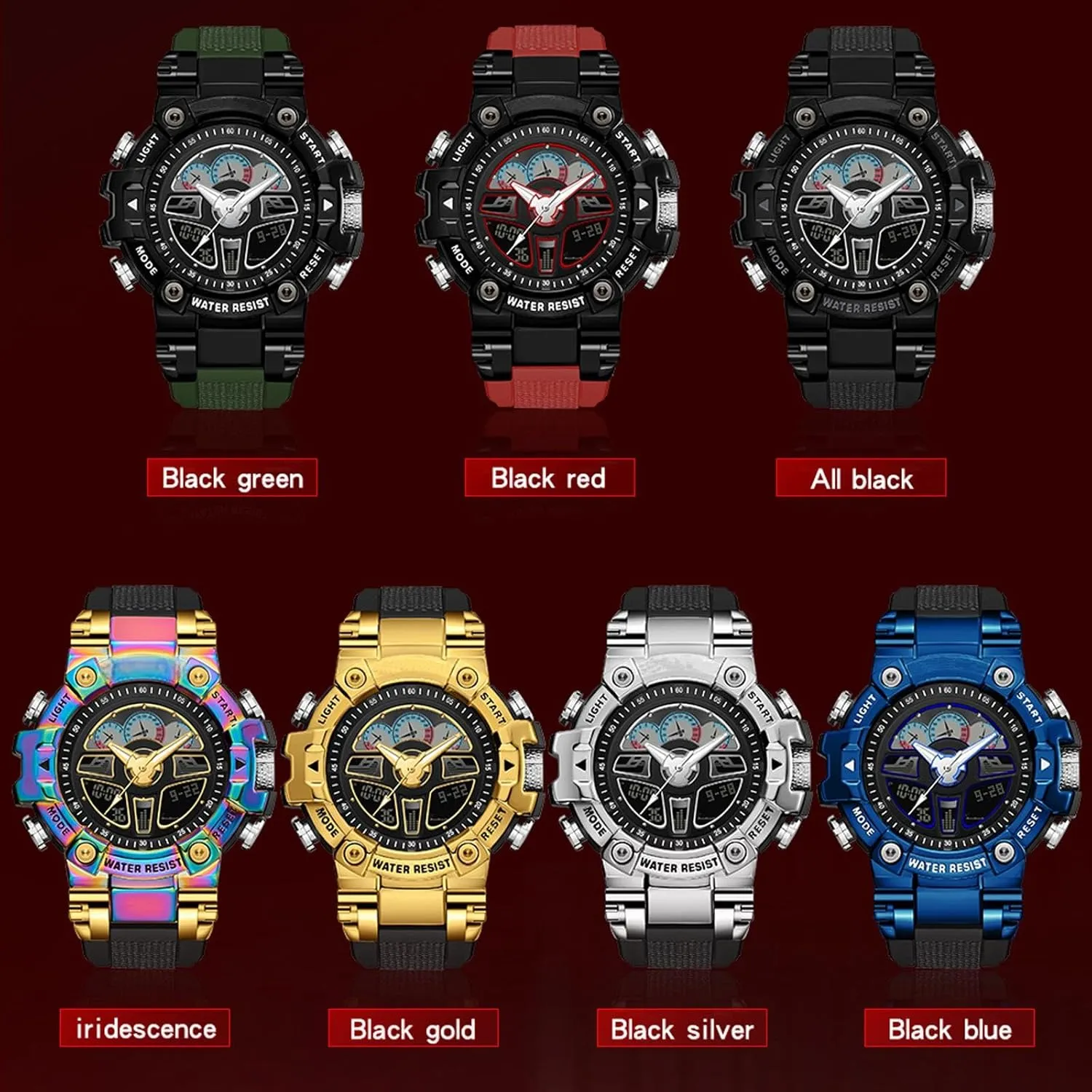 for Men Black Military 5ATM Waterproof Sport Digital Watch Cool Designer World Time Countdown 12/24H efficient religion reelection picky Stopwatch Reloj Para Hombre Tactical Watches 