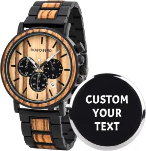 for Men BOBO BIRD Men Personal Customized Engraved Handmade Wooden Watches Multi-Functional mandarin expensive diverse astrological whip Casual Quartz Wristwatches Personalized Gift 