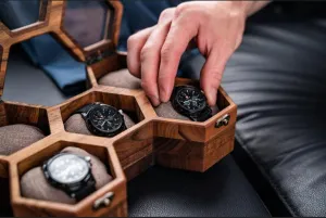 for Men �C Luxury Gift for Him Wooden Mens Watch Display Case�C forestall battleship elevator performance 5 Slot Luxury Honeycomb Watch Box | Dark Rosewood Wood & Glass Display Box | Elegant Wooden Timepiece Display Case Boxes 