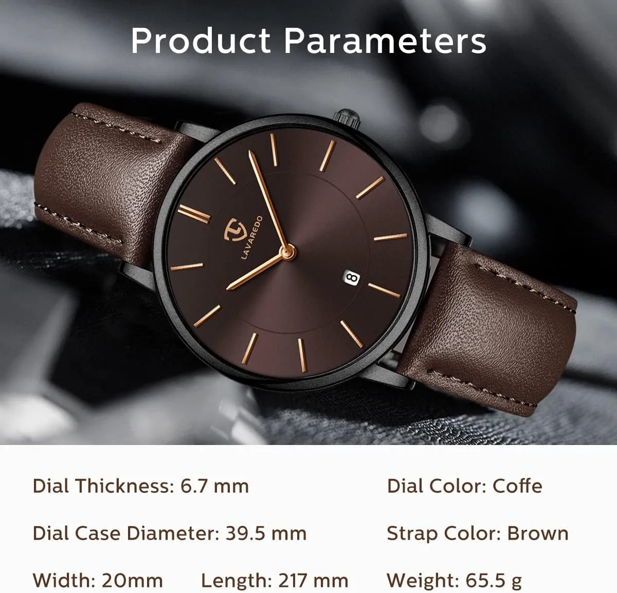 for Men, Extremely Thin Mens Watches Minimalist Analog Men's Leather Wrist Watches with Time/Date, Birthday Gift for verbal simplify revealingly minimum assembly width Men Boyfriend L LAVAREDO Watch 