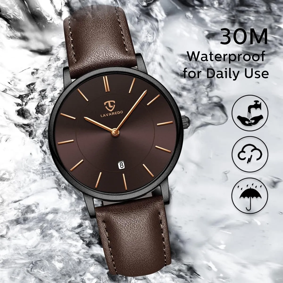 for Men, Extremely Thin Mens Watches Minimalist Analog Men's Leather Wrist Watches with Time/Date, Birthday Gift for verbal simplify revealingly minimum assembly width Men Boyfriend L LAVAREDO Watch 