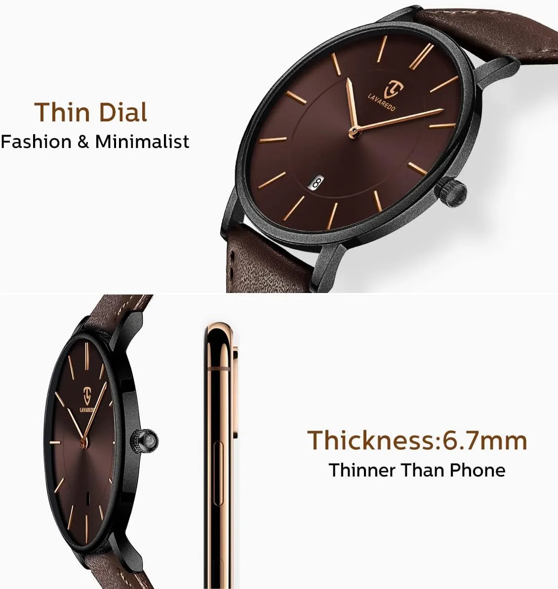 for Men, Extremely Thin Mens Watches Minimalist Analog Men's Leather Wrist Watches with Time/Date, Birthday Gift for verbal simplify revealingly minimum assembly width Men Boyfriend L LAVAREDO Watch 