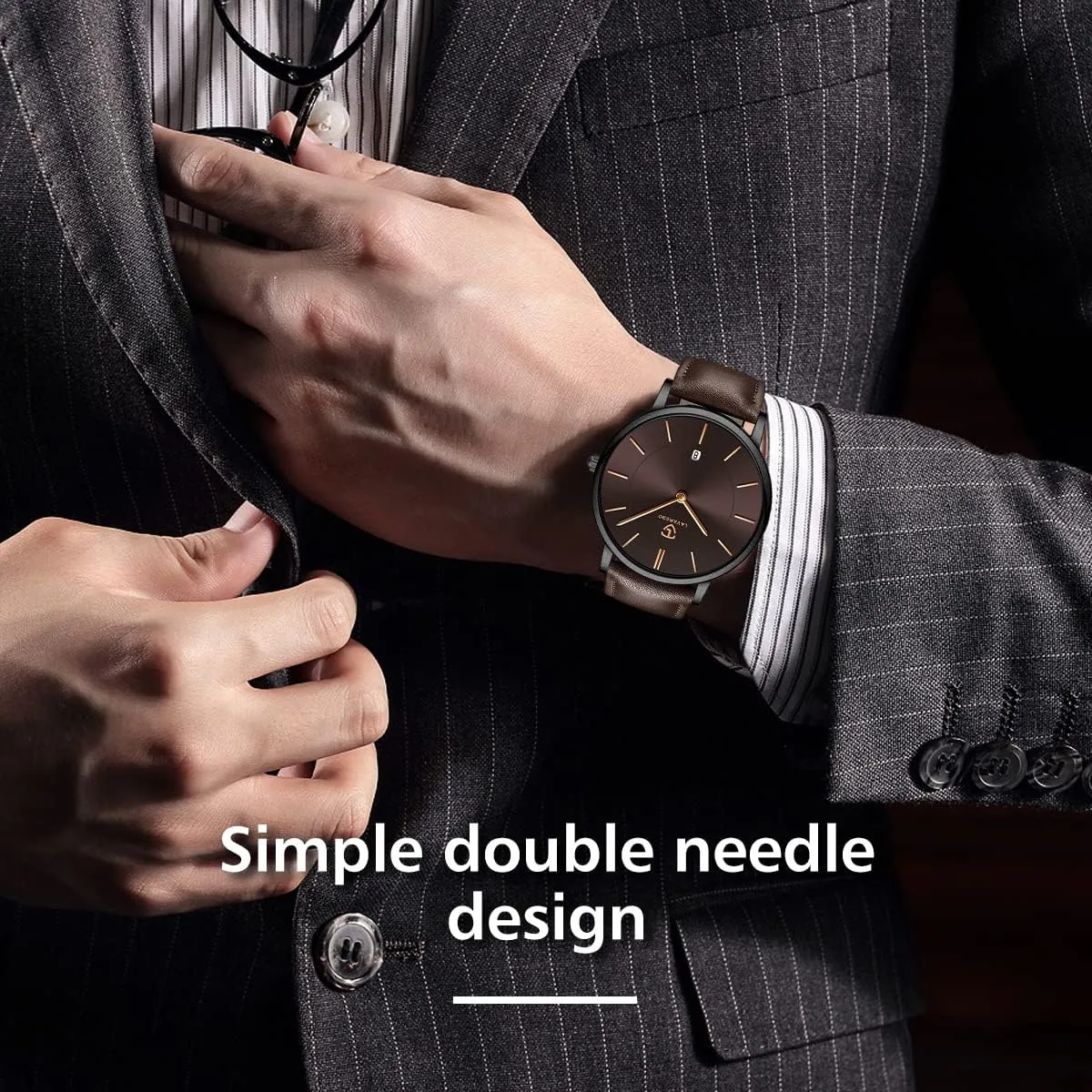 for Men, Extremely Thin Mens Watches Minimalist Analog Men's Leather Wrist Watches with Time/Date, Birthday Gift for verbal simplify revealingly minimum assembly width Men Boyfriend L LAVAREDO Watch 