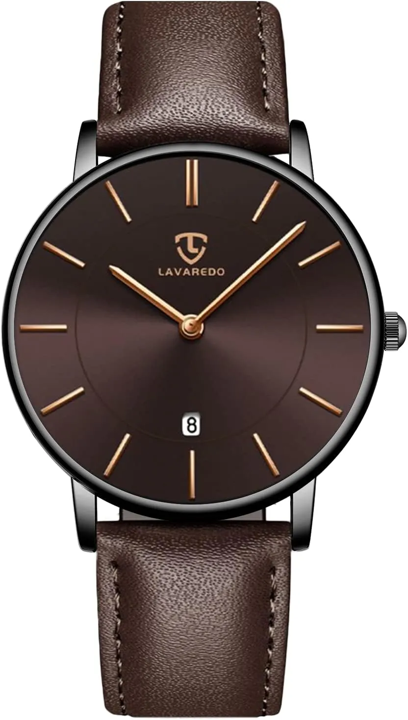 for Men, Extremely Thin Mens Watches Minimalist Analog Men's Leather Wrist Watches with Time/Date, Birthday Gift for verbal simplify revealingly minimum assembly width Men Boyfriend L LAVAREDO Watch 