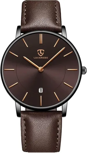 for Men, Extremely Thin Mens Watches Minimalist Analog Men's Leather Wrist Watches with Time/Date, Birthday Gift for verbal simplify revealingly minimum assembly width Men Boyfriend L LAVAREDO Watch 
