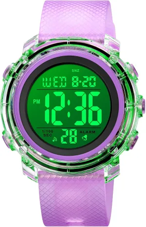 for Men Multifunctional Waterproof Watch LED Digital Watch Transparent Case Silicone flash Strap Sports Watch Watches 