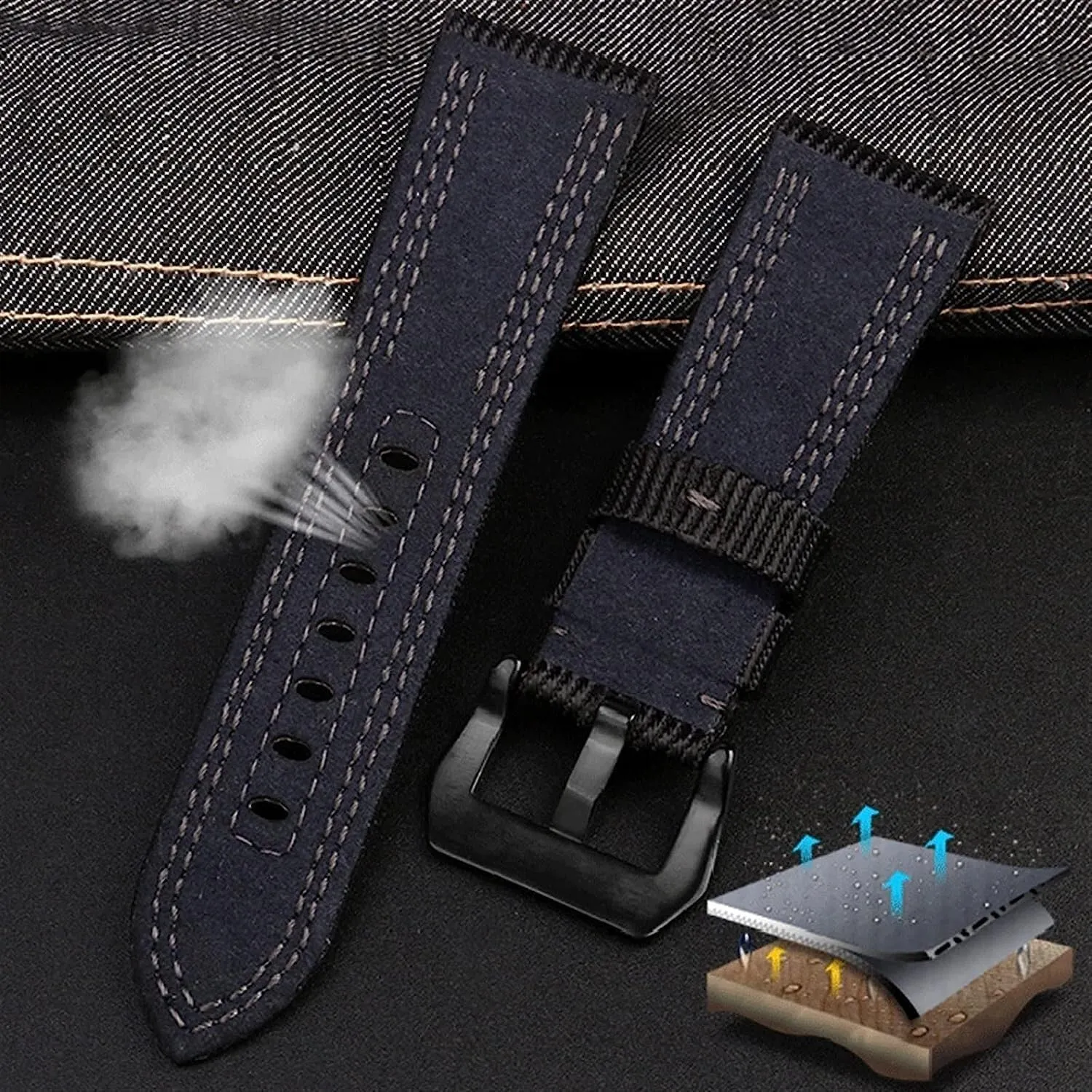 for men Nylon leather Watch Strap For Panerai Pam00984 prevalent react 00985 PAM111 PAM441 Stealth sole Bracelet Accessory 24 26mm large size 