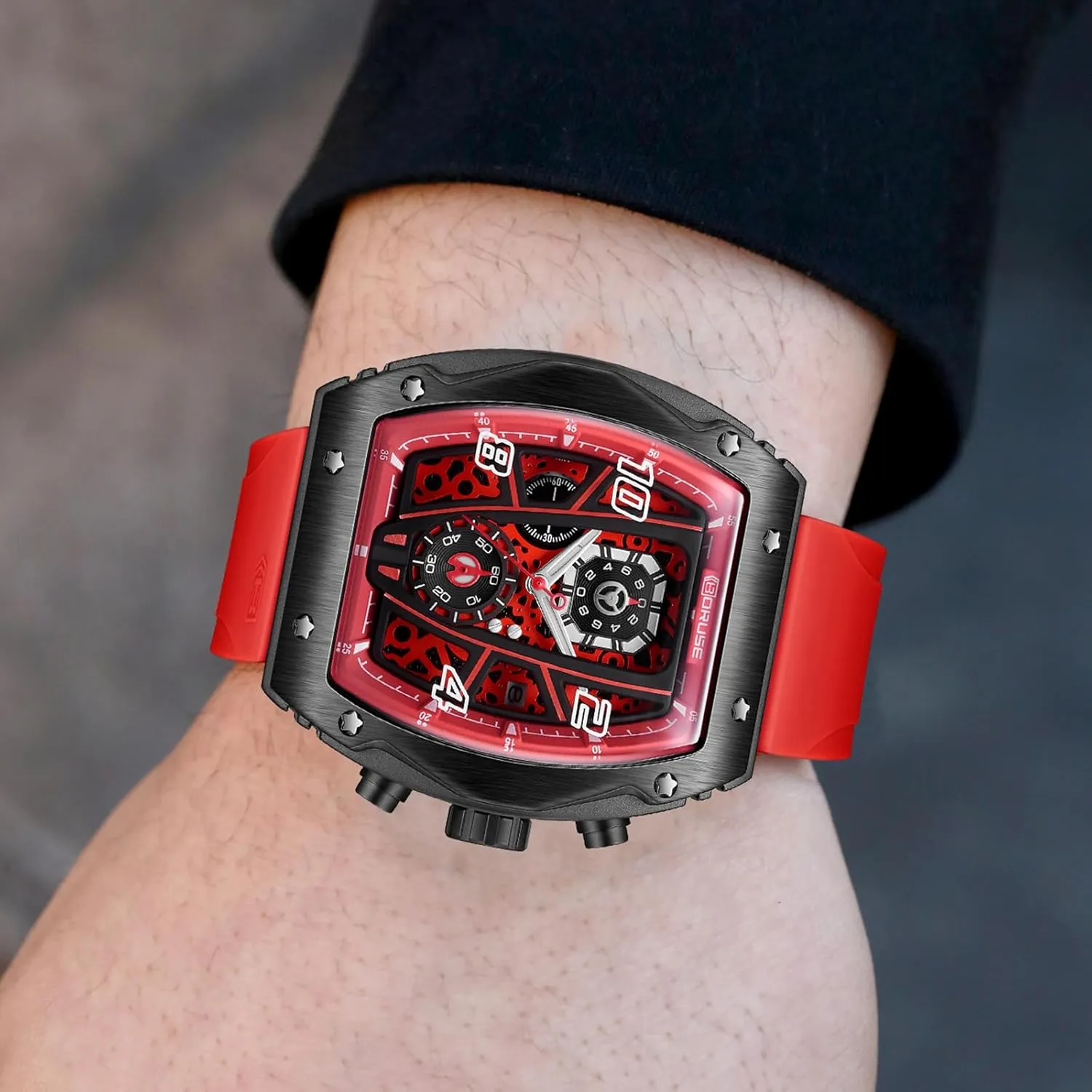 for Men Sport exhale bloom minimal restore Military Big Face Quartz Watches Fashion Waterproof Silicone Strap Luminous Calendar Analog Wristwatch Chronograph Watch 